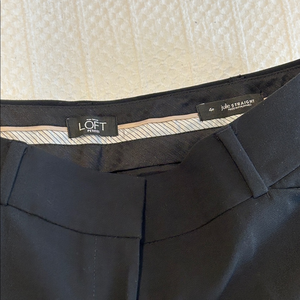 LOFT Midnight Black Straight-Leg Trousers